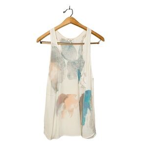 Aritzia Wilfred Watercolor Print Sleeveless Silk Tunic Tank Top Medium M